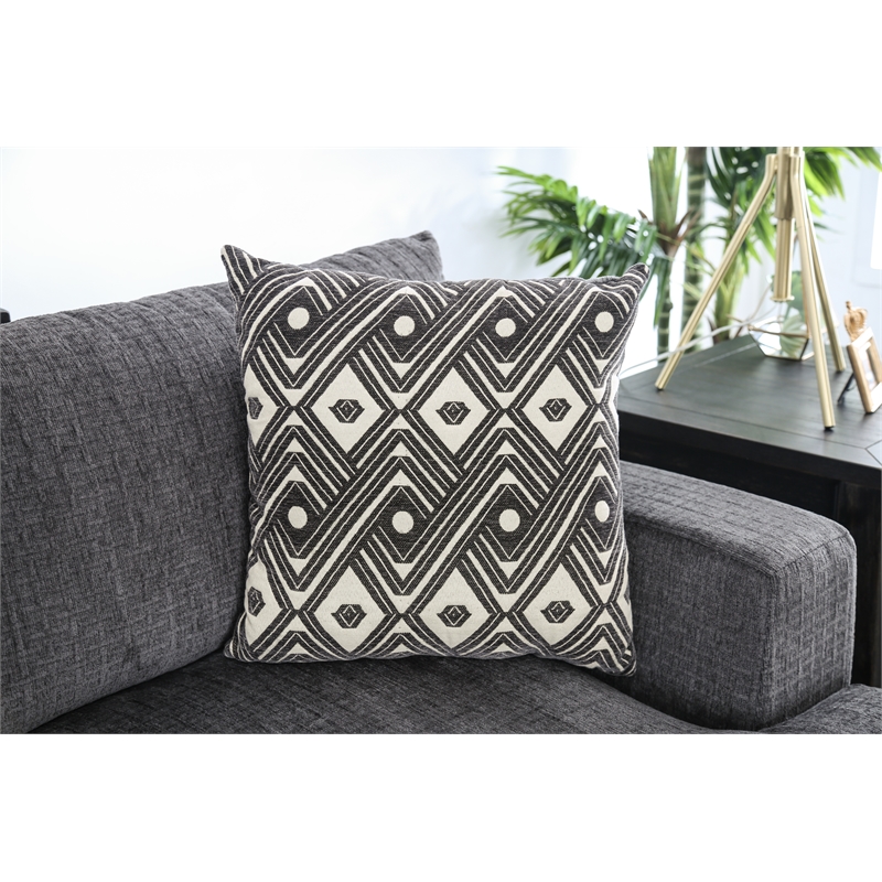 Bowery Hill Chenille Right Hand Facing Loveseat in Gray
