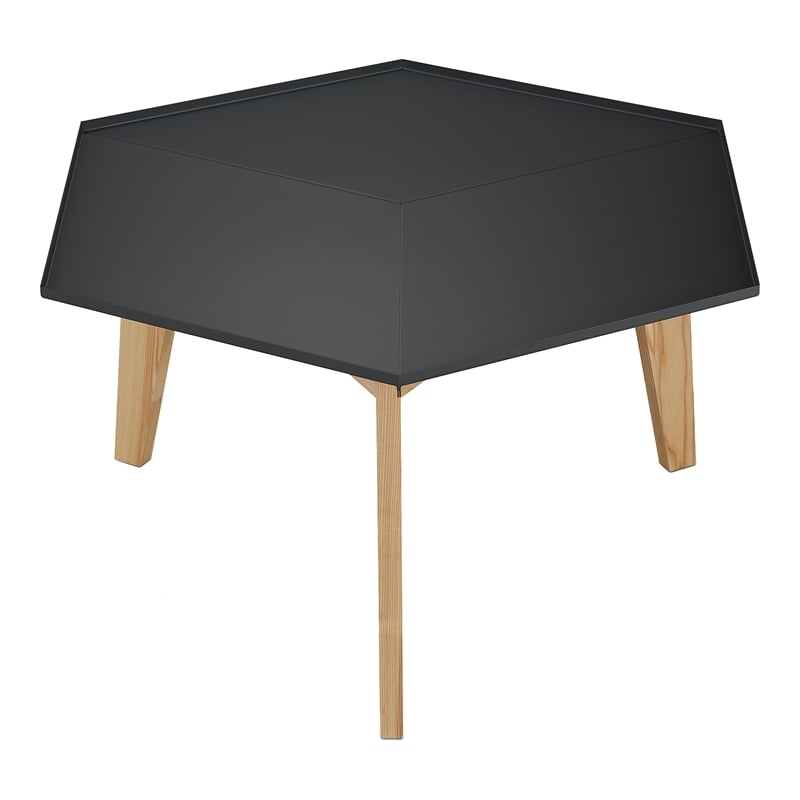 Bowery Hill Modern Geometric Metal Tray Coffee Table in Black Finish
