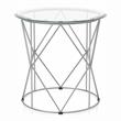 Bowery Hill Contemporary Round End Table with Glass Top in Chrome
