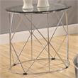 Bowery Hill Contemporary Round End Table with Glass Top in Chrome