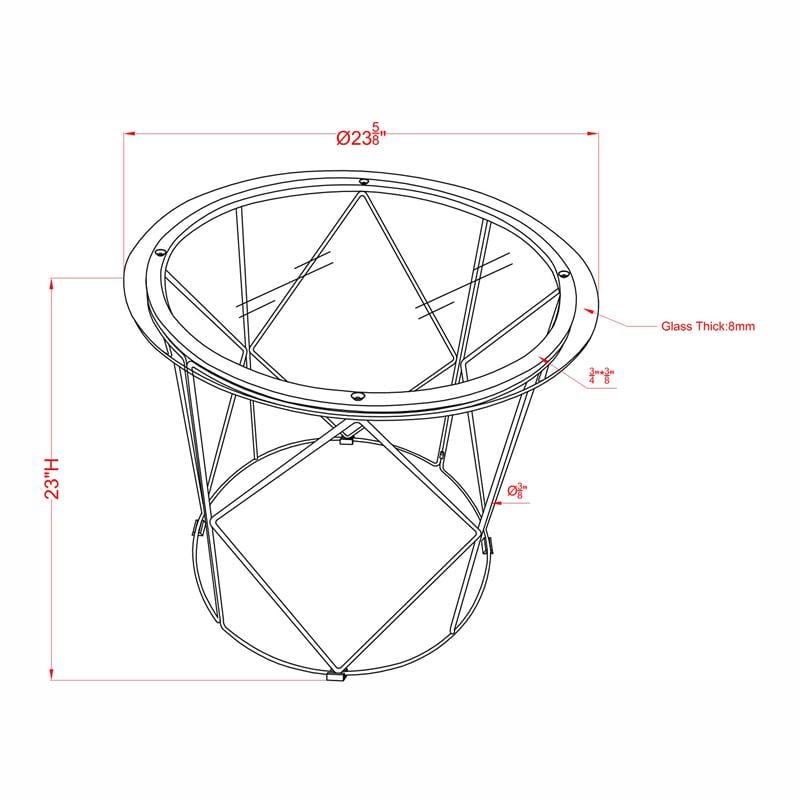 Bowery Hill Contemporary Round End Table with Glass Top in Chrome