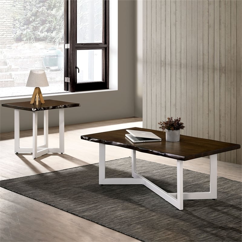 Bowery Hill Wood 2-Piece Coffee Table and End Table Set in Oak