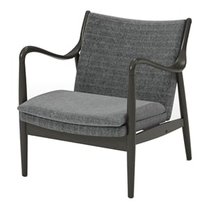 Bowery Hill Wood Cushioned Accent Chair in Grey