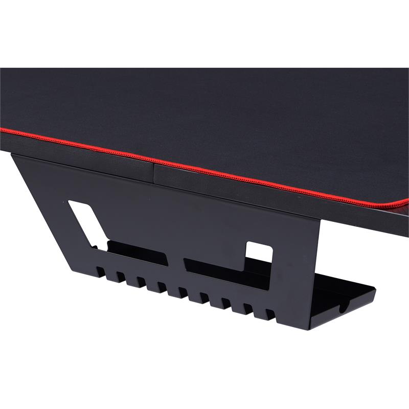 Bowery Hill Modern Metal Gaming Desk with Outlets in Black