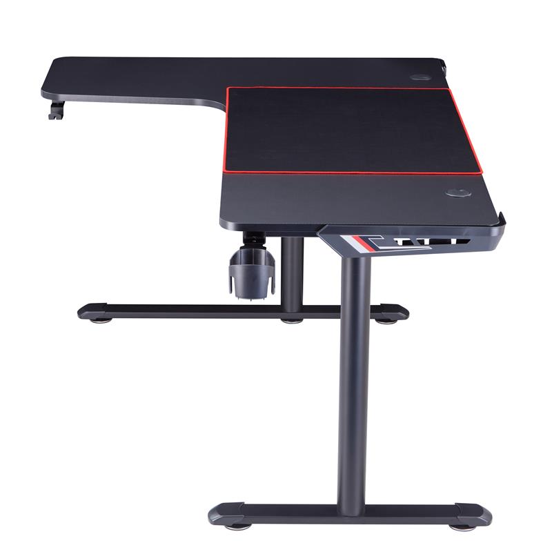 Bowery Hill Modern Metal Gaming Desk with Outlets in Black