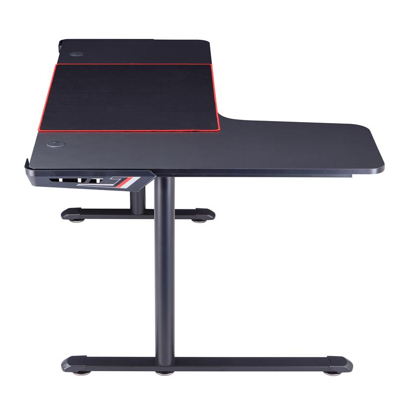 Bowery Hill Modern Metal Gaming Desk with Outlets in Black