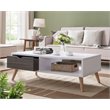 Bowery Hill Wood Coffee Table with Drawer in White and Dark Gray
