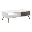 Bowery Hill Wood Coffee Table with Drawer in White and Dark Gray