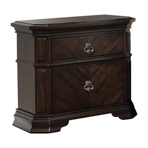 Bowery Hill Traditional 2-Drawer Wood Nightstand with USB Port in Espresso