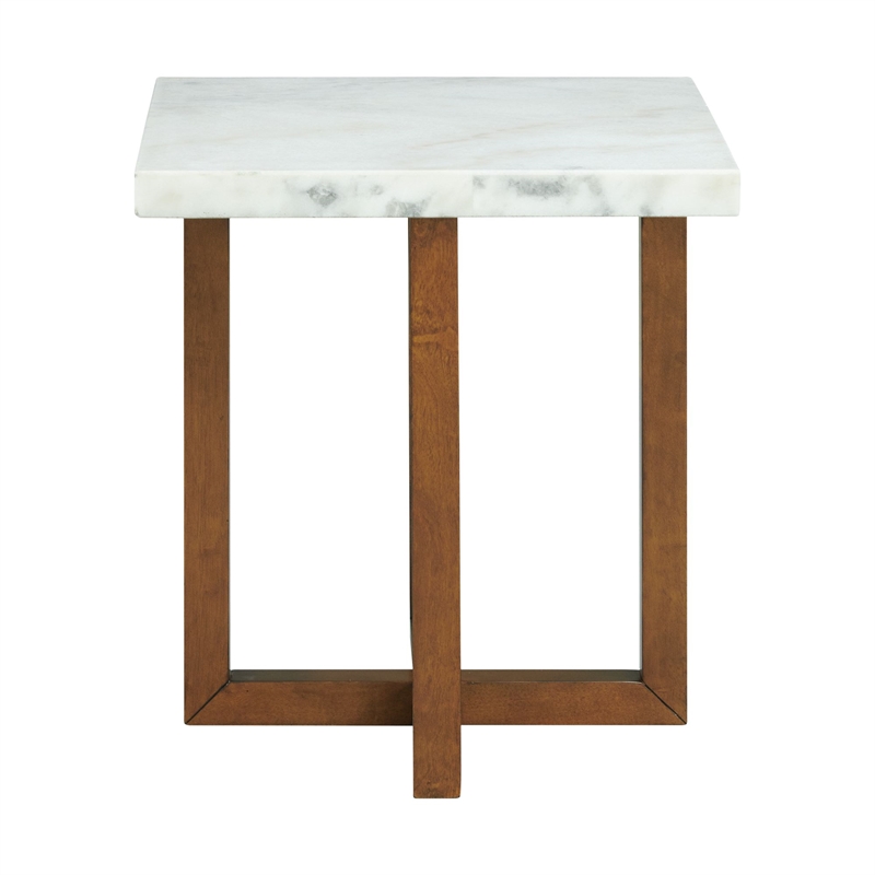 Bowery Hill 2-Piece Occasional Marble Table Set in White