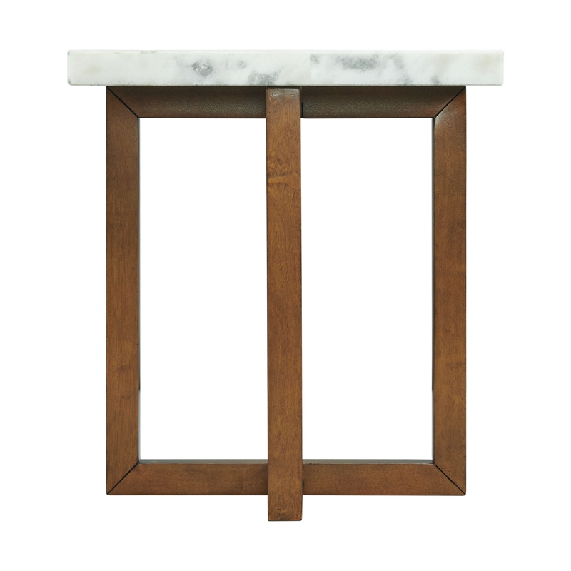 Bowery Hill 2-Piece Occasional Marble Table Set in White