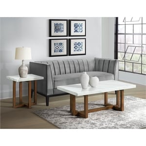 Bowery Hill 2-Piece Occasional Marble Table Set in White