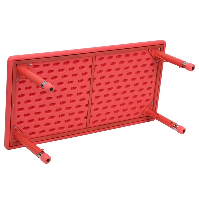 Bowery Hill 48 x 24 in Adjustable Plastic Activity Table in Red
