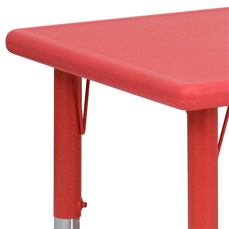 Bowery Hill 48 x 24 in Adjustable Plastic Activity Table in Red