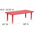 Bowery Hill 48 x 24 in Adjustable Plastic Activity Table in Red