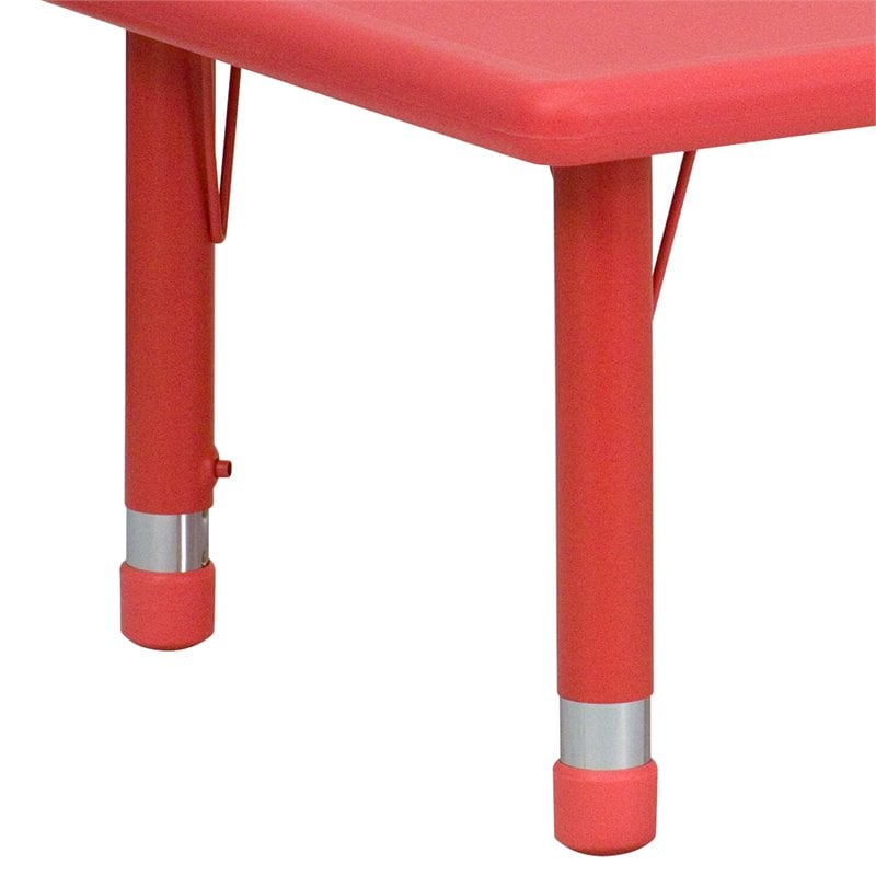 Bowery Hill 48 x 24 in Adjustable Plastic Activity Table in Red