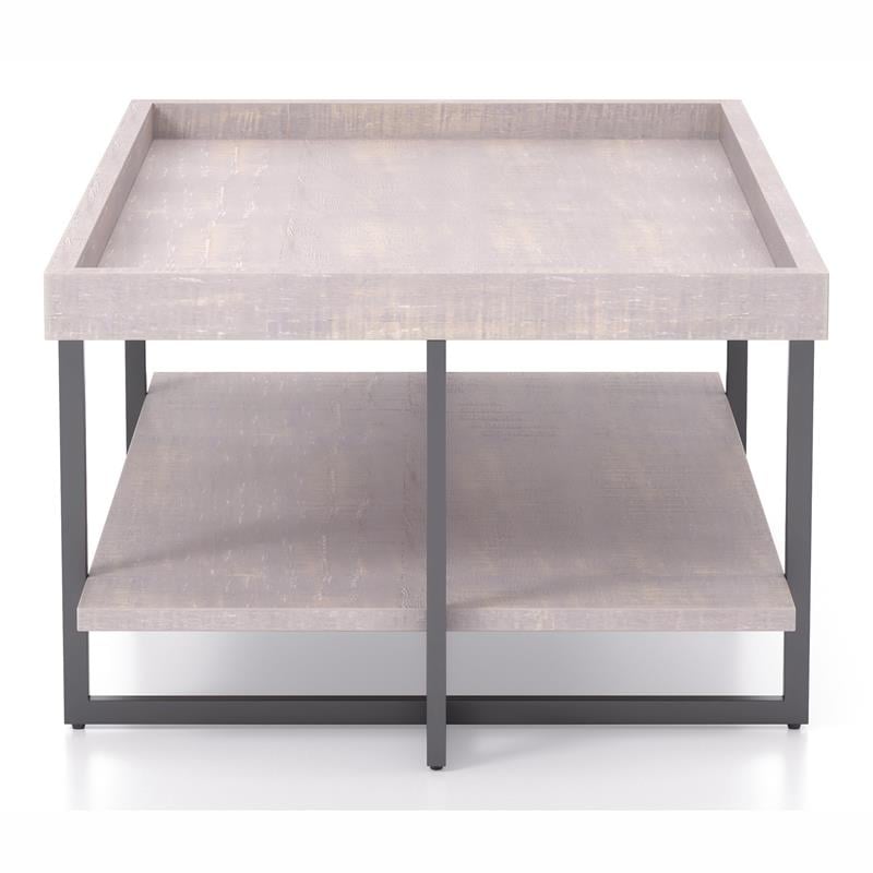 Bowery Hill Wood 1-Shelf Coffee Table in Antique Gray