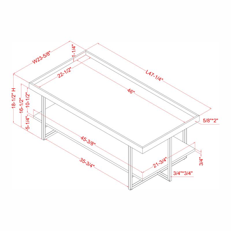 Bowery Hill Wood 1-Shelf Coffee Table in Antique Gray