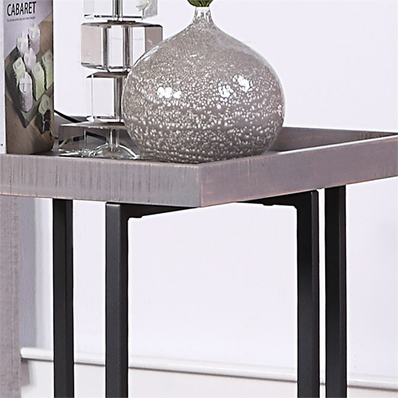 Bowery Hill Wood 1-Shelf End Table in Antique Gray