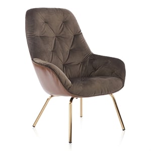 Bowery Hill Modern Tufted Accent Chair in Brown Fabric with Metal Legs