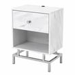 Bowery Hill Wood End Table Set with USB Port in White Marble Finish