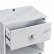 Bowery Hill Wood End Table Set with USB Port in White Marble Finish