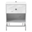 Bowery Hill Wood End Table Set with USB Port in White Marble Finish