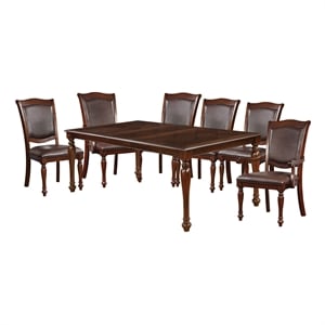 Bowery Hill Wood 7-Piece Dining Table Set in Brown Cherry