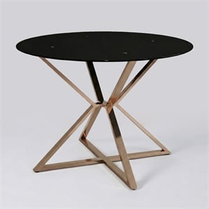 Bowery Hill Round Glass Dining Table with Gold Metal Base
