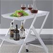 Bowery Hill Metal Foldable Serving Cart with White Finish and 2 Shelves