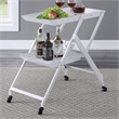 Bowery Hill Metal Foldable Serving Cart with White Finish and 2 Shelves