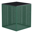 Bowery Hill Green Side Table with Tempered Glass Top and Steel Mesh