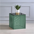 Bowery Hill Green Side Table with Tempered Glass Top and Steel Mesh