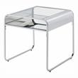 Bowery Hill Contemporary Glass and Chrome End Table with Mirrored Shelf