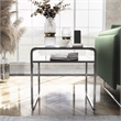 Bowery Hill Contemporary Glass and Chrome End Table with Mirrored Shelf