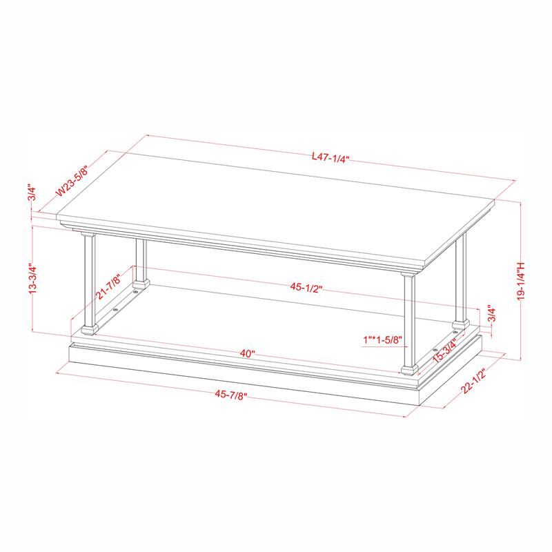 Bowery Hill Transitional Wood Coffee Table with 1 Shelf in Antique White