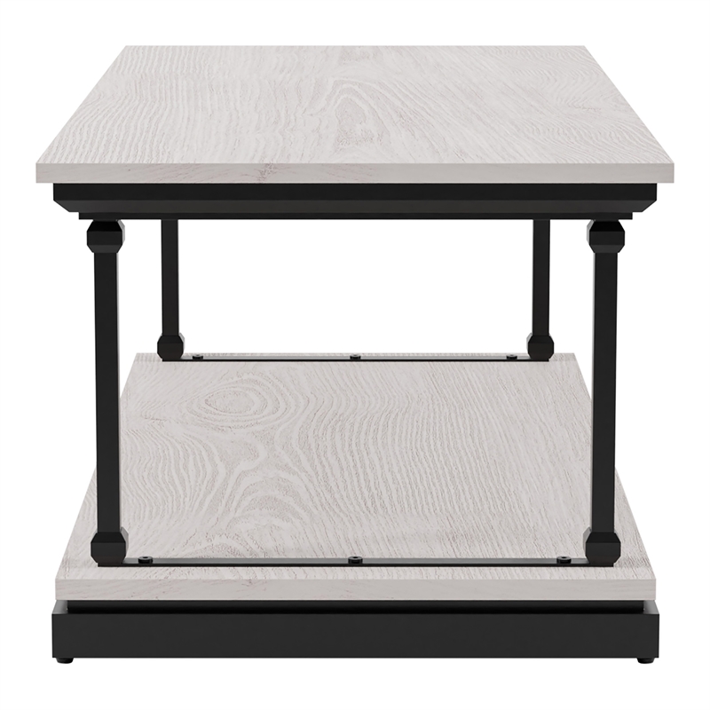 Bowery Hill Transitional Wood Coffee Table with 1 Shelf in Antique White