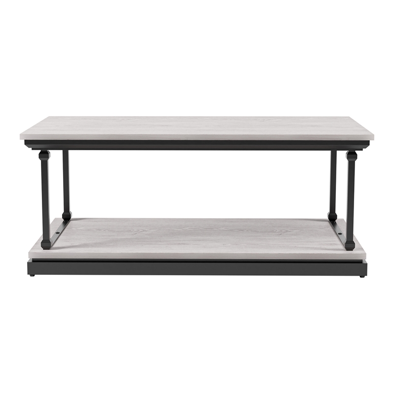 Bowery Hill Transitional Wood Coffee Table with 1 Shelf in Antique White