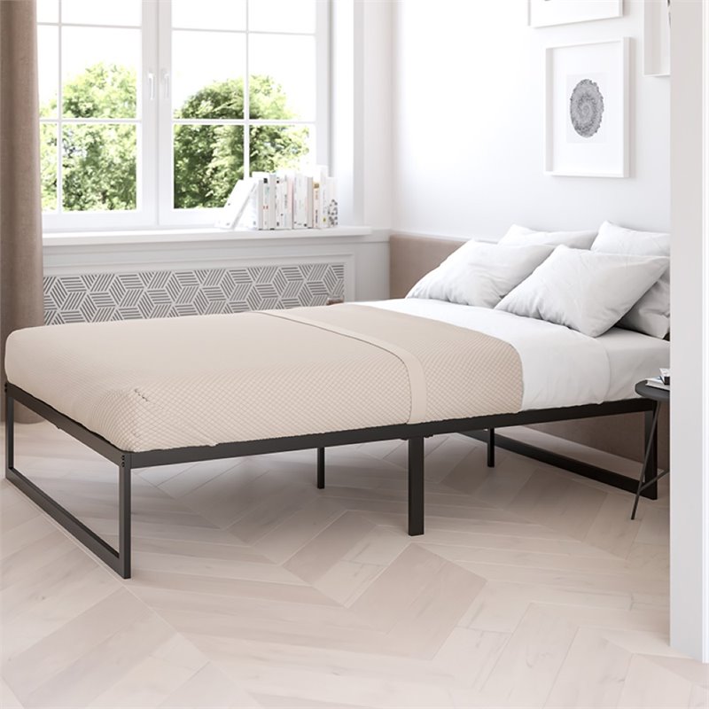 Bowery Hill 14 Inch Twin Black Metal Platform Bed Frame for Modern Spaces