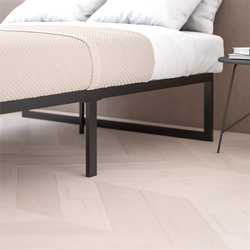 Bowery Hill 14 Inch Twin Black Metal Platform Bed Frame for Modern Spaces