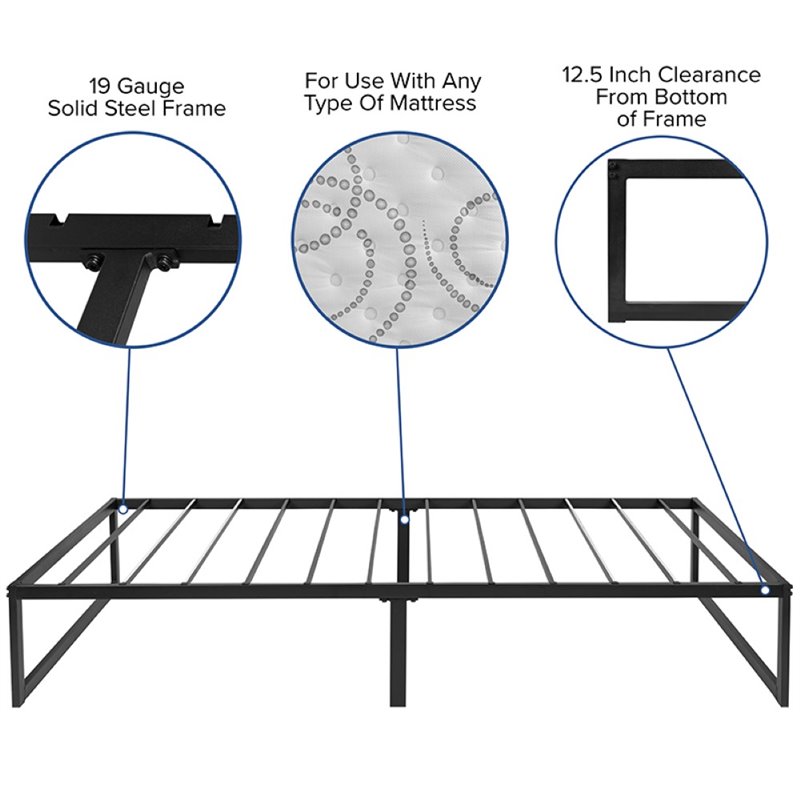 Bowery Hill 14 Inch Twin Black Metal Platform Bed Frame for Modern Spaces