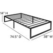 Bowery Hill 14 Inch Twin Black Metal Platform Bed Frame for Modern Spaces