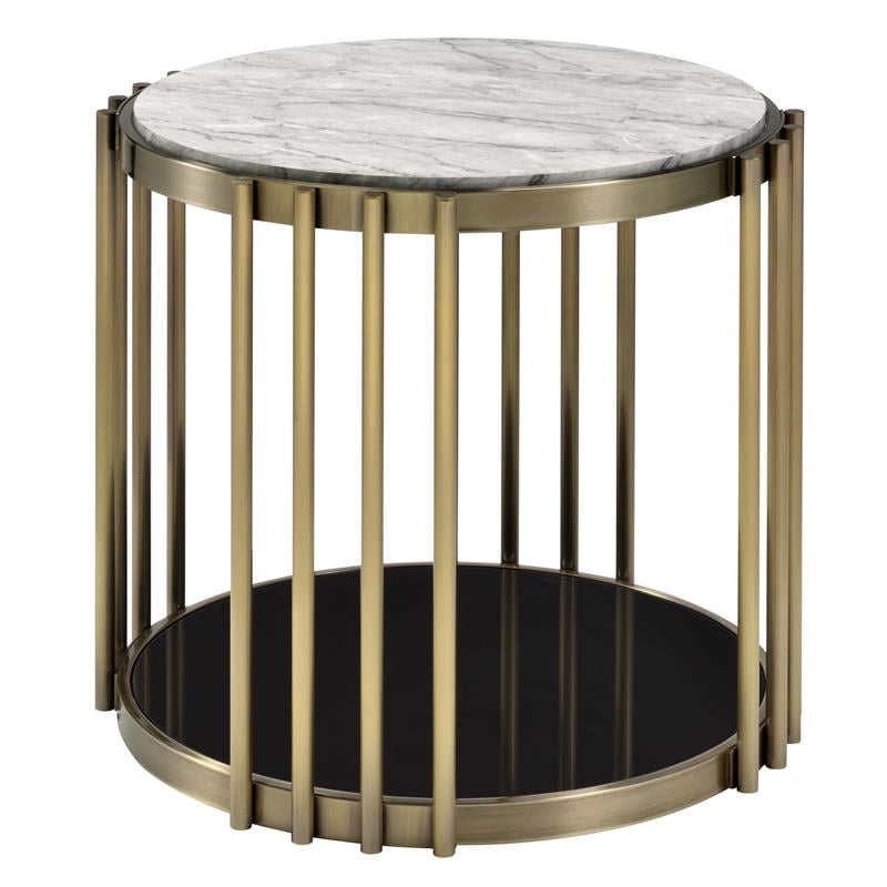 Bowery Hill Contemporary Metal 1-Shelf End Table in Antique Brass