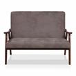 Bowery Hill Faux Leather Loveseat Bench in Brown Finish