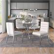 Bowery Hill 5-Piece Metal Dining Table Set in Chrome Finish