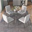 Bowery Hill 5-Piece Metal Dining Table Set in Chrome Finish