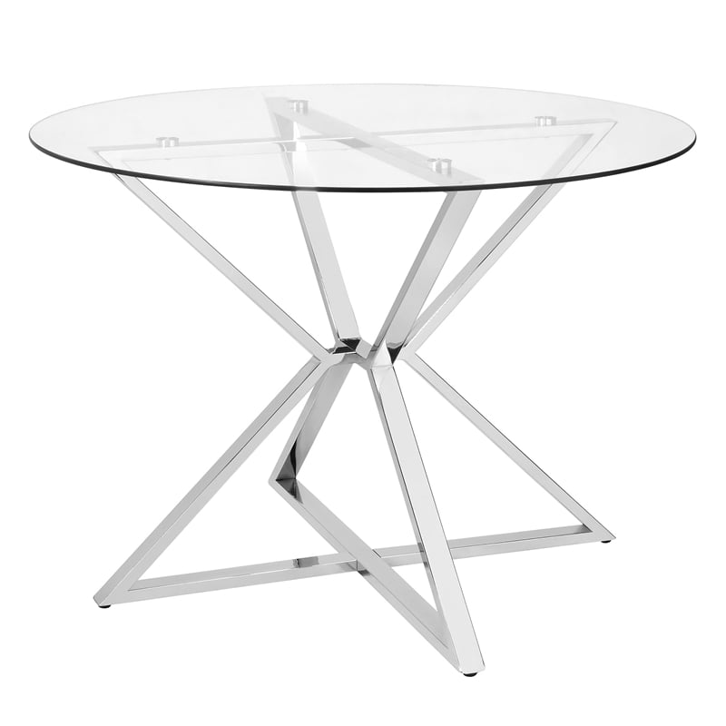 Bowery Hill 5-Piece Metal Dining Table Set in Chrome Finish