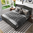 Bowery Hill Full Upholstered Button Tufted Fabric Bed in Dark Gray