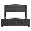 Bowery Hill Full Upholstered Button Tufted Fabric Bed in Dark Gray