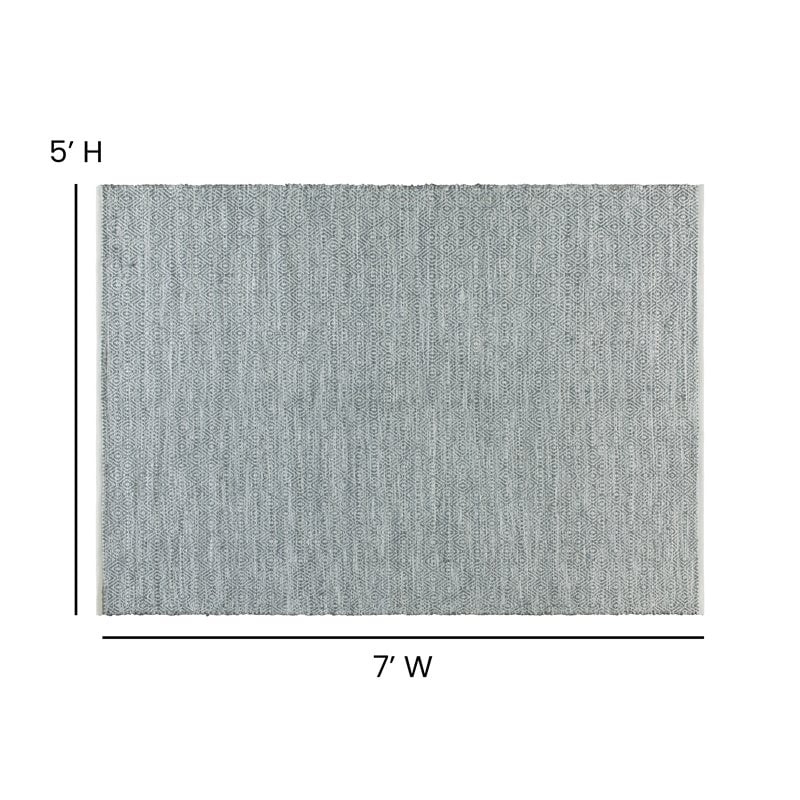 Bowery Hill 89 x 58 Handwoven Diamond Motif Fabric Area Rug in Grey